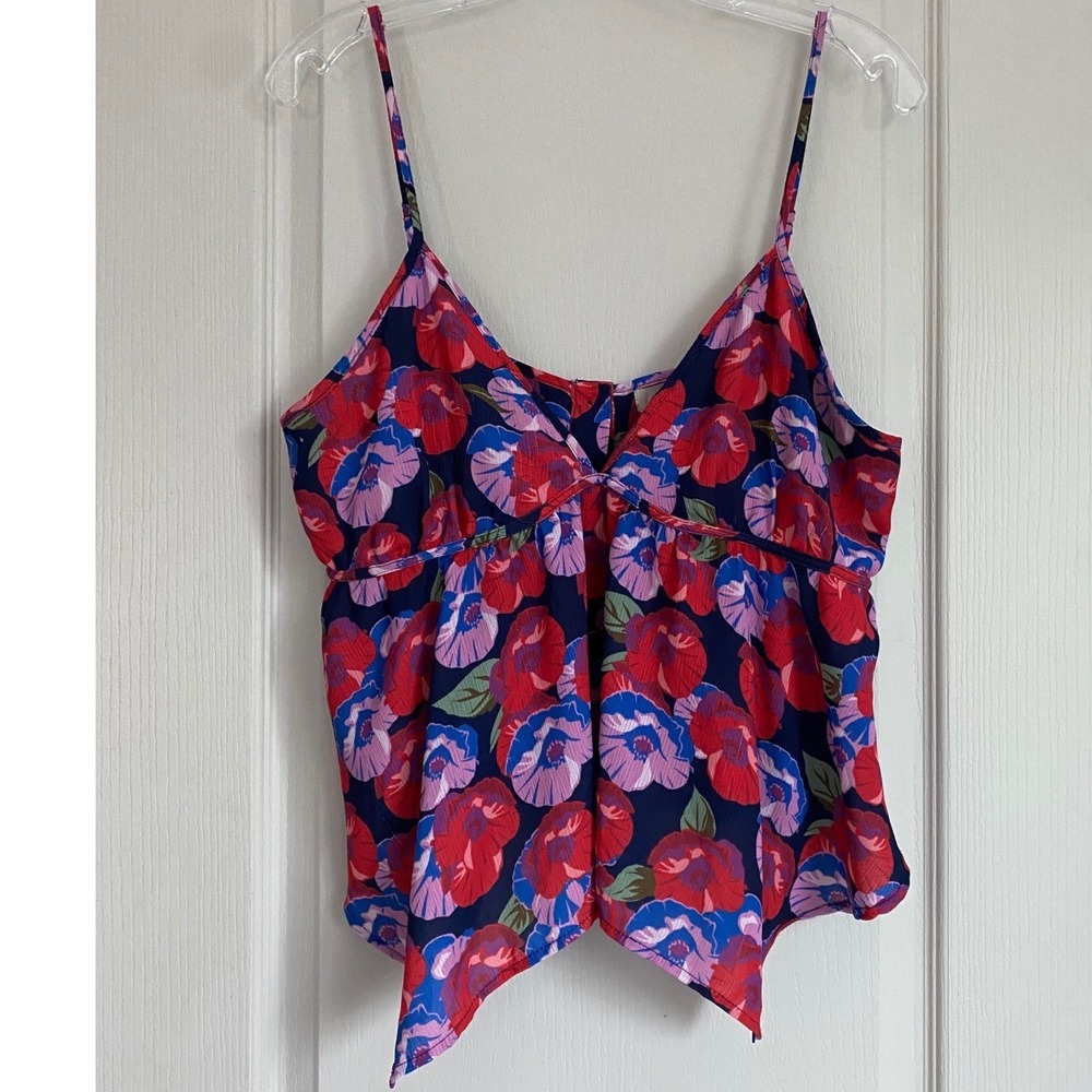 CAD Floral Handkerchief Hem Camisole Top Red‎ Blue Purple XL GUC